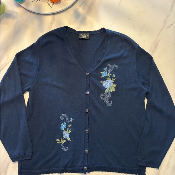 Blue embroidered cardigan - Picture 1 of 3